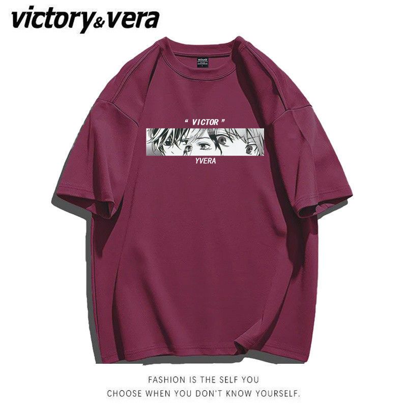 VICTORYVERA美式复古短袖t恤女夏季韩版学生宽松潮ins情侣上衣服