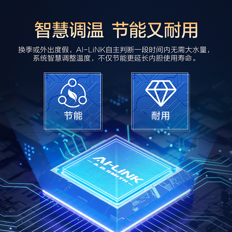 AO史密斯 AI-LiNK款 免换镁棒 薄型速热 金圭内胆电热水器60升 EWH-60HGCWi
