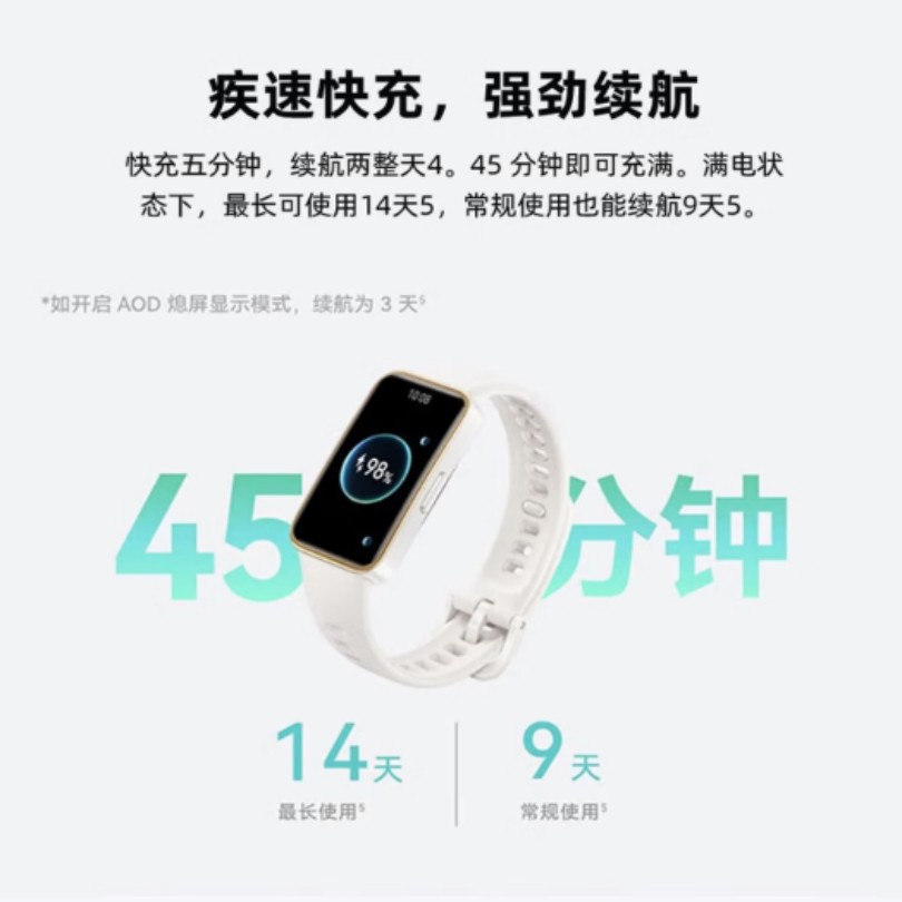 华为智能手环B6 超长续航50天 血氧心率监测 蓝牙通话 时尚轻薄设计 运动健康管家高清大图