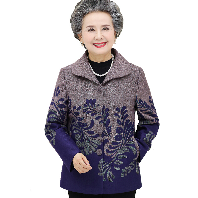 ao6070岁中老年人女加绒外套奶奶衣服80老上衣妈妈装秋冬服装品牌女装