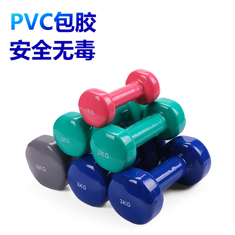 劳拉之星 健身PVC包胶哑铃 女士瘦手臂瘦身训练器械 家庭用儿童小哑铃 男士健身练臂肌运动器材 粉色1kg*2支(光面