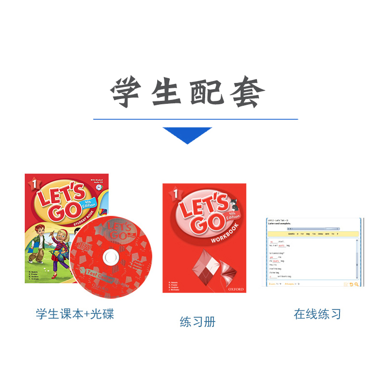 第五版 begin 1级别 学生套装(含在线账号) [正版]巴布阅读原版正品牛津少儿英语Let’s go 1级别第四版少高清大图