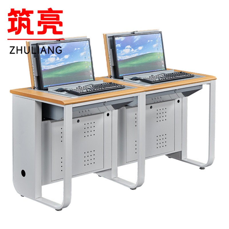 筑亮 翻转电脑桌 双人黄榉色 张高清大图