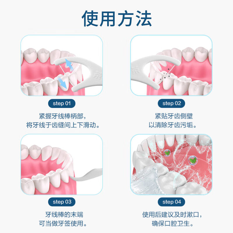 茶花(CHAHUA)牙签牙线棒独立包装5细滑圆线清洁齿缝护齿便捷护理牙签 314003高清大图