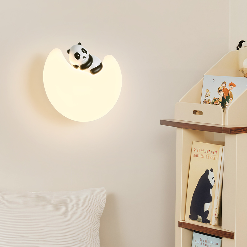 欧普照明柔光儿童房床前灯壁灯玄关灯熊猫灯花花开灯高清大图