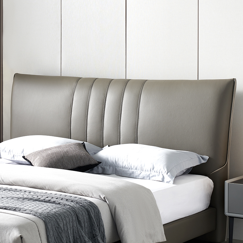 预售全友家居床意式极简皮床双人床进口头层牛皮稳固碳钢床架主卧软床