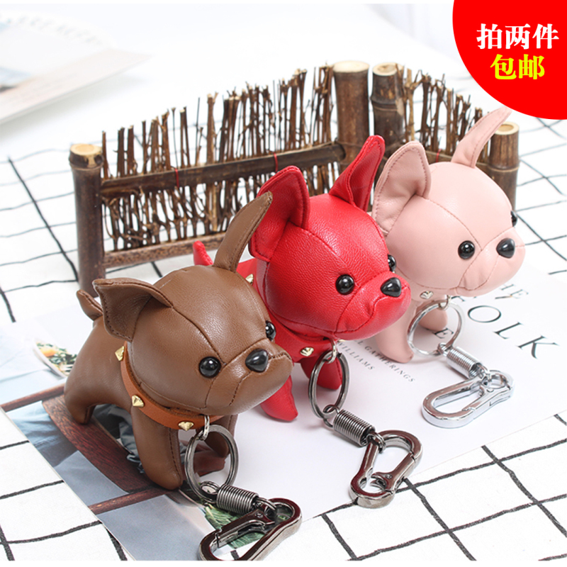 法斗狗狗挂件2019创意仿皮制包包挂饰法国斗牛犬玩偶汽车钥匙扣礼物