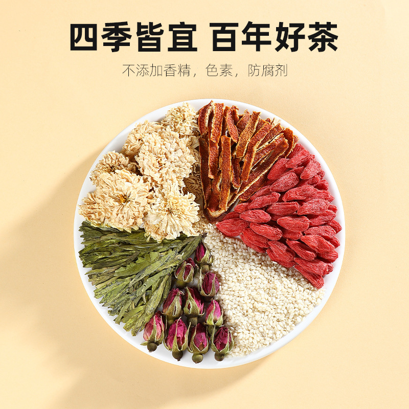 480g盒装八宝盖碗茶 枸杞桂圆山楂红枣芝麻泡水茶 叶花草茶养生茶饮官方旗舰店高清大图