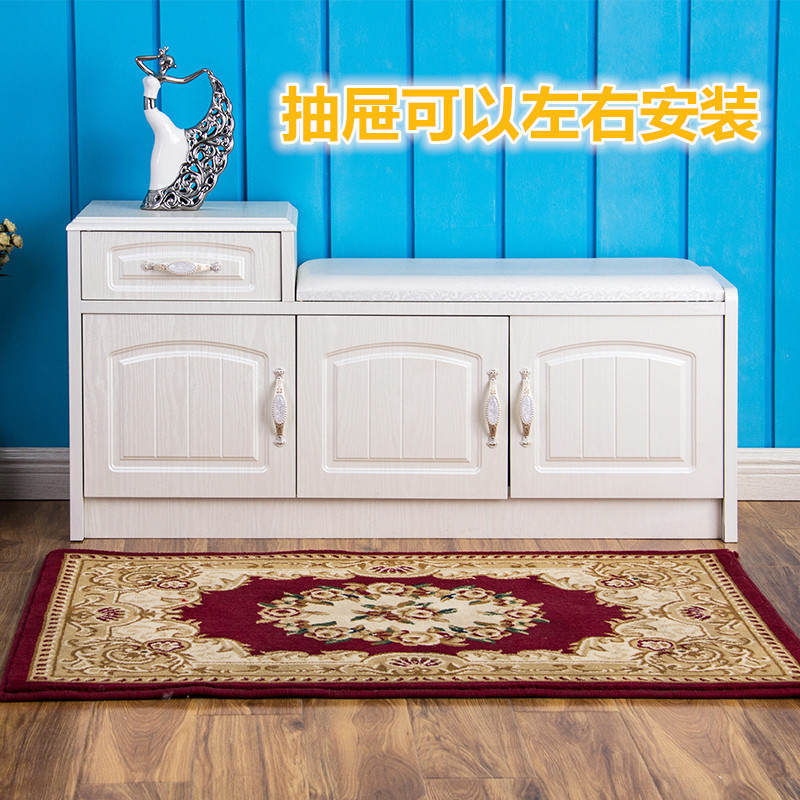家柏饰(CORATED)欧式换鞋凳鞋柜矮家用可坐长凳子穿鞋凳进床尾凳储物收纳凳 象牙白带抽三门110长33宽58高