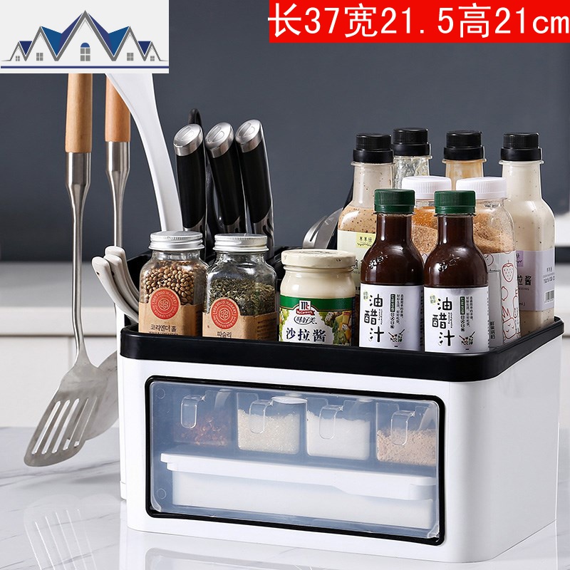 厨房多功能置物架调料架刀架筷笼调味盒盐罐储物箱酱油醋瓶收纳架 三维工匠高清大图