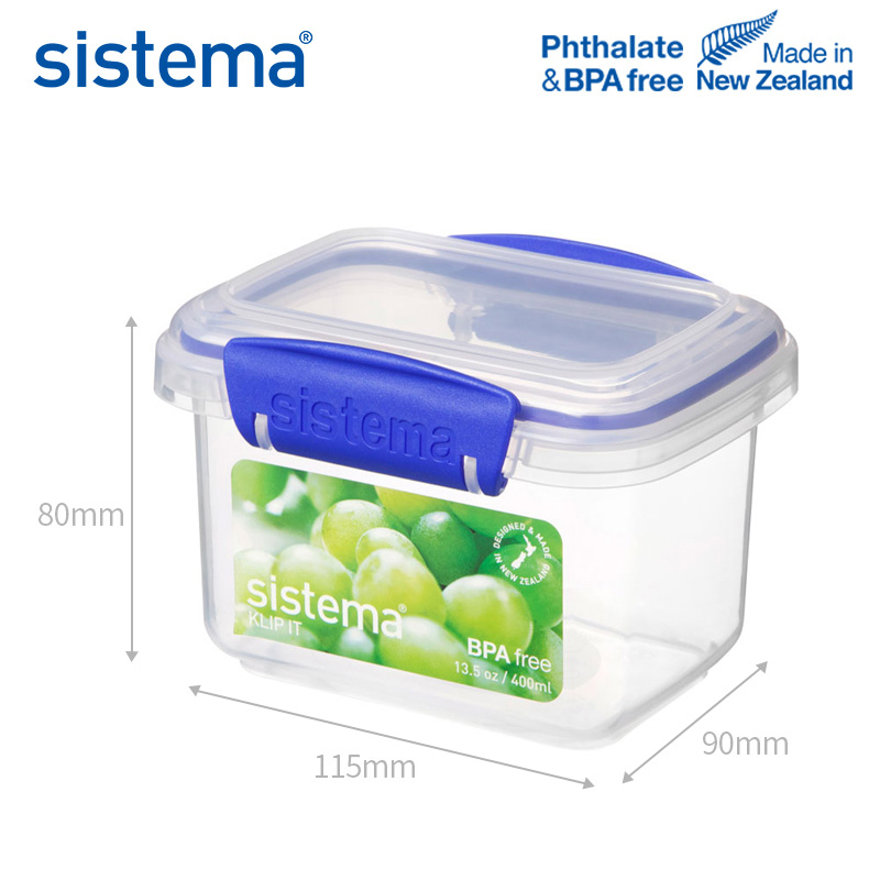 新西兰Sistema 保鲜盒 1540 400ml矩形保鲜盒进口食品材质午餐饭盒水果零食存储盒