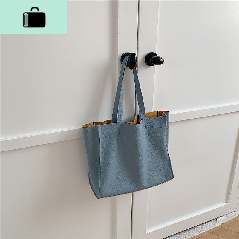 程牙伢 2020新款韩版简约超软托特单肩大包女 休闲百搭手提大包潮NEW LAKE女士单肩包图片