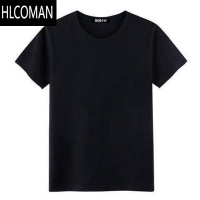 HLCOMAN莫代尔冰丝短袖t恤男纯色素色内搭纯白纯黑色全白全黑夏季上衣M M建议90-105斤 黑色K000