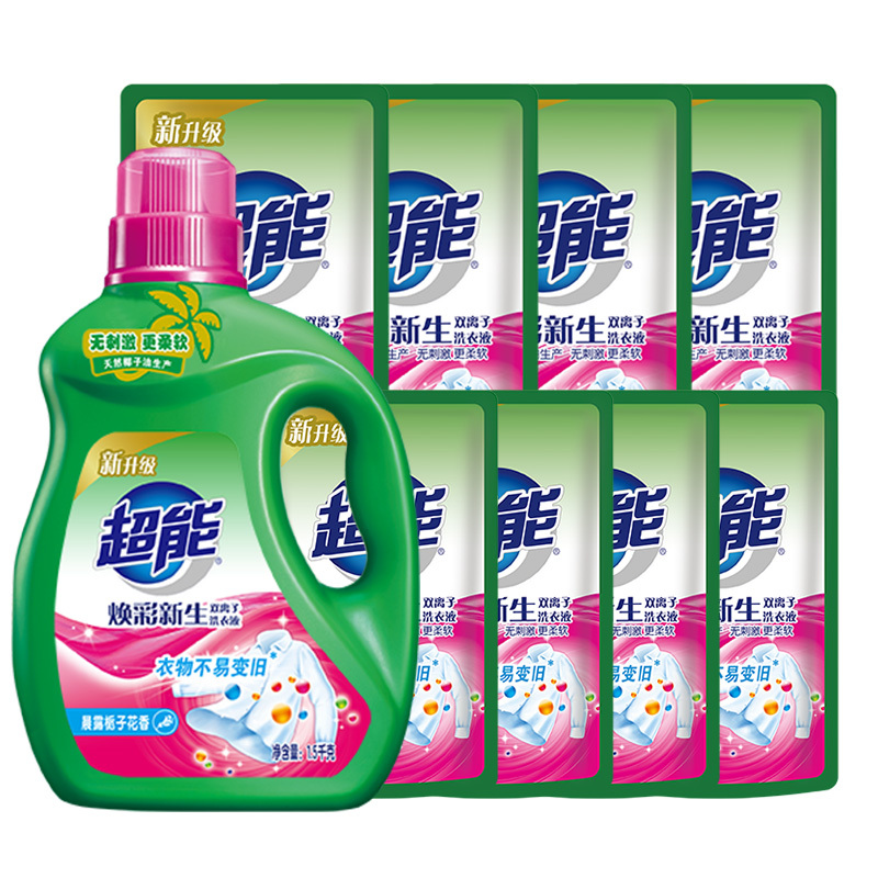 超能 1.5kg+500g*8超能双离子洗衣液 焕彩新生 洗衣液 栀子花香