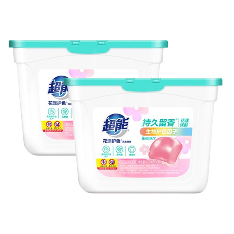 超能洗衣凝珠花漾护色柔软亲肤400g(50颗)*2盒(2件起订)
