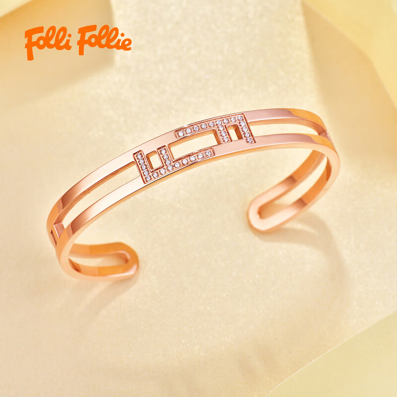 FOLLI FOLLIE 轻奢时尚潮流璀璨F椭圆手环(3B20T010RC)高清大图