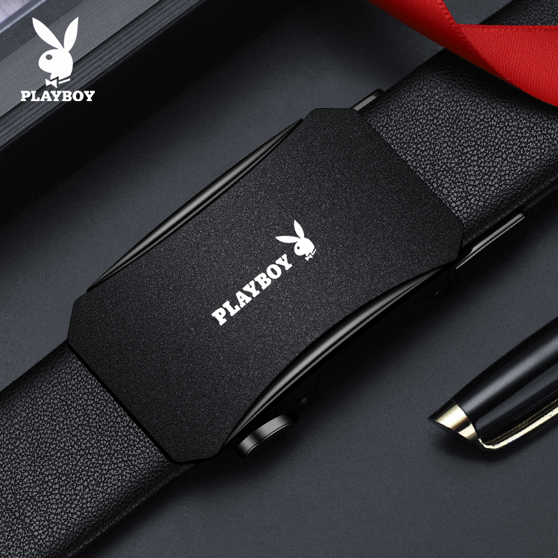 花花公子皮带男款真皮2025新款自动扣商务牛皮裤带年轻人休闲腰自高清大图