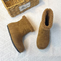 内增高3.5cm加绒保暖雪地靴女冬季新款平底短靴复古百搭棉鞋 驼色 40