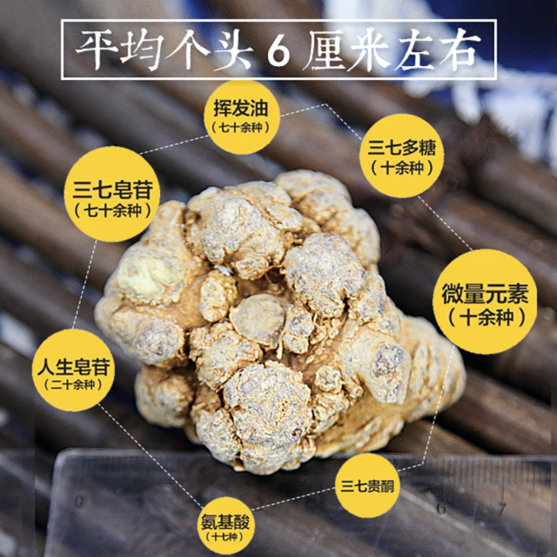 云南文山冻干三七头 鲜品冻干三七知一堂旗舰店正品28g[可免费打粉]