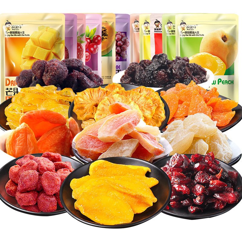 草莓干蔓越莓干黄桃芒果葡萄凤梨白桃干混合装水果零食各种整箱果脯
