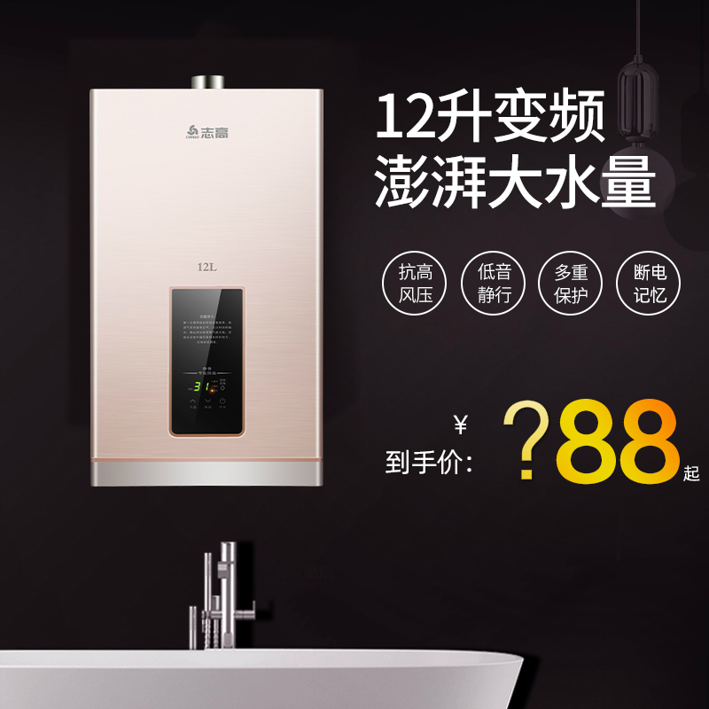 志高（CHIGO） 燃气热水器家用天然气强排式特卖 16升+全屋供水+水气双调+安装