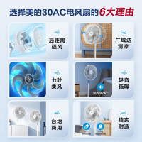 美的(Midea)电风扇风扇落地扇家用台立两用轻音电扇台扇小风扇办公室电风扇 7叶SAF30AC 珍珠白