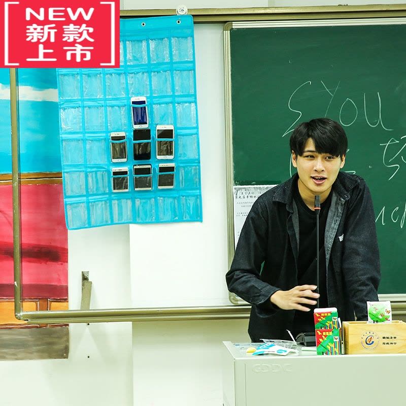 可莉允幼儿园晨检接送卡袋 挂墙挂式透明手机收纳袋 美容院面扑收纳挂袋图片