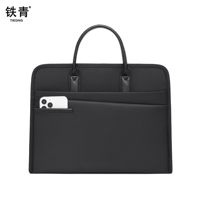 铁青手提拉链公文包 ZY10 个高清大图