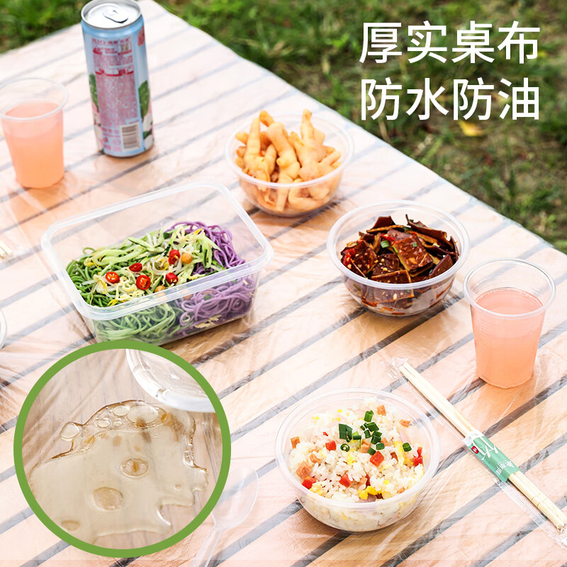 美丽雅一次性餐具六件套装碗筷勺杯子手套桌布 家用露营烧烤10人份高清大图