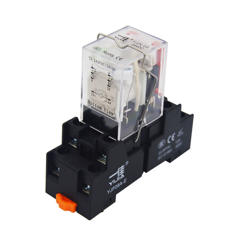 小8脚5a yj2n-gs 直流dc12v 小型中间继电器电磁8脚14脚hh52p my2 ly2