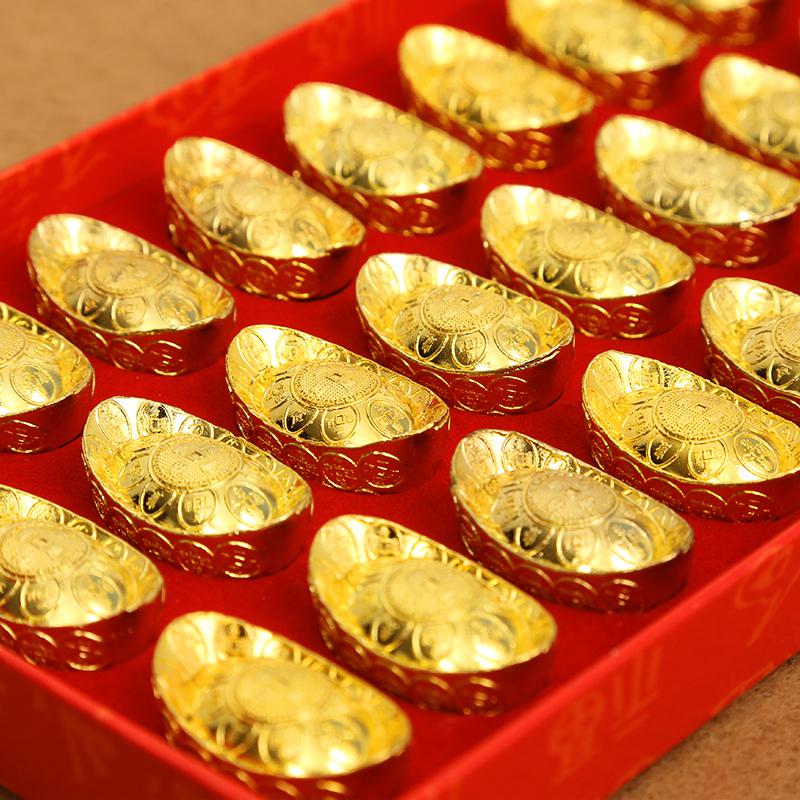 美帮汇合金元宝摆件龙凤金元宝金色银色元宝大小号摆件高清大图