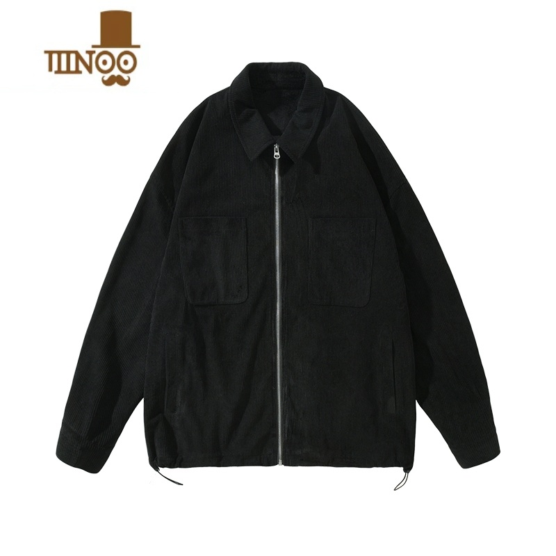 YANXUE秋装男士夹克韩版纯色翻领口袋设计外套休闲潮bf风衣服高清大图