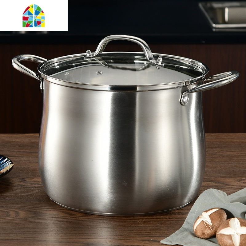 304不锈钢汤锅加厚煲汤锅家用燃气熬粥蒸煮炖锅大容量电磁炉汤锅 feng