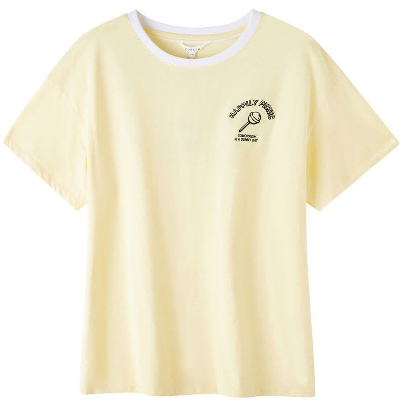 拉夏贝尔大版T恤女短袖夏中长款宽松上衣印花女式T恤图片