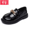 可莉允女童皮鞋2022春季新款韩版软底亮面黑色公主鞋子儿童小女孩乐福鞋运动休闲鞋