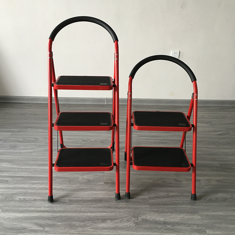 好企来 碳钢 2步圆扶手钢管梯 红 BY—0045 1米/架高清大图