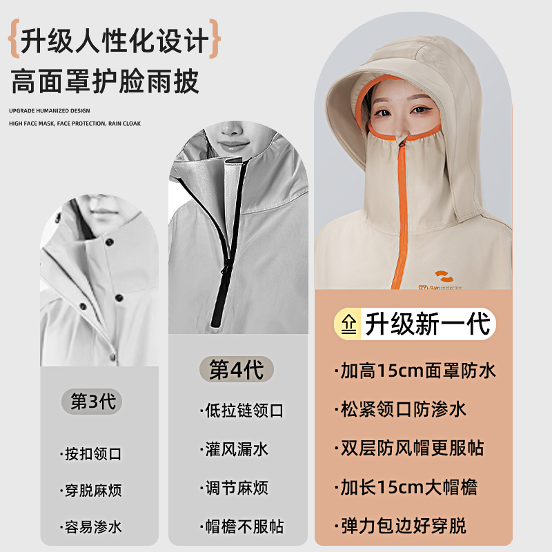 正雨电瓶电动车雨衣长款全身高领防暴雨摩托女款单人加厚加大雨披9063高清大图