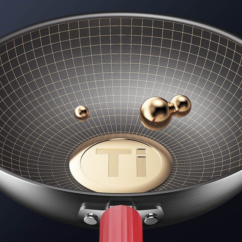 康巴赫钛炒锅无涂层钛盾不粘锅0涂层家用燃气灶电磁炉专用炒菜锅高清大图