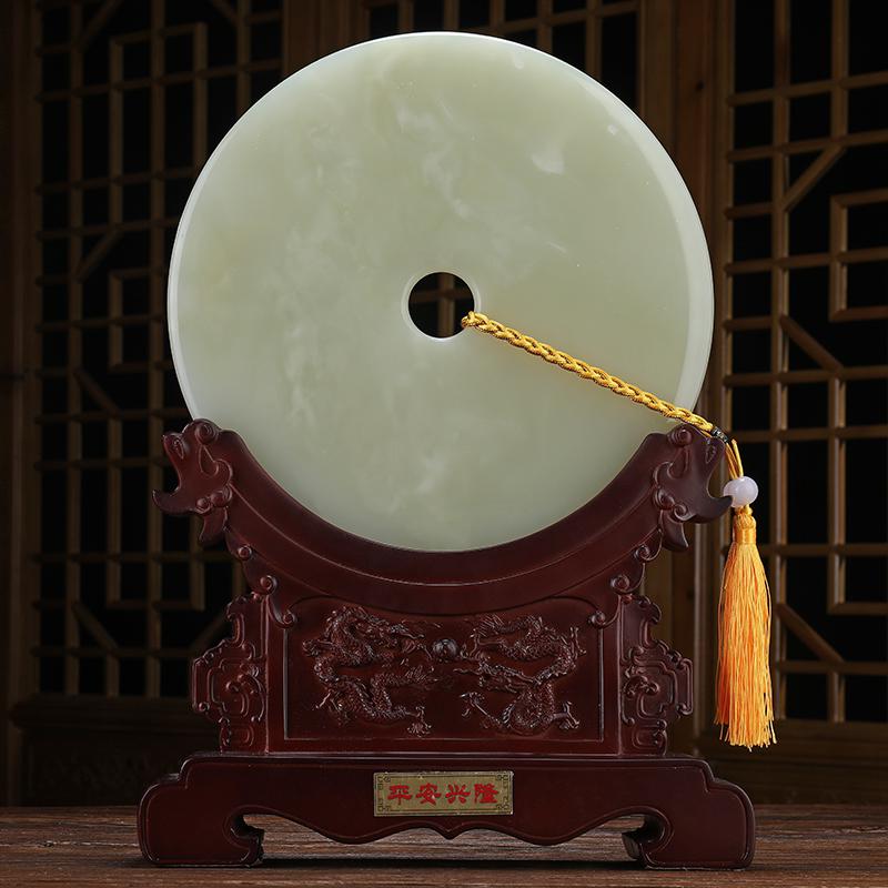 美帮汇平安扣摆件白玉石玉扣玉石公司办公室老板桌前台装饰礼品高清大图