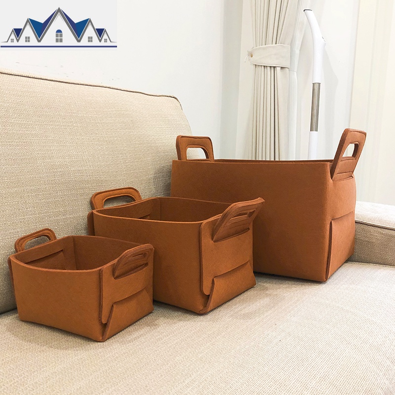 北欧毛毡折叠收纳筐家用零食玩具杂物加厚手提收纳箱脏衣服收纳篮 三维工匠 大号加厚&mdash;深灰