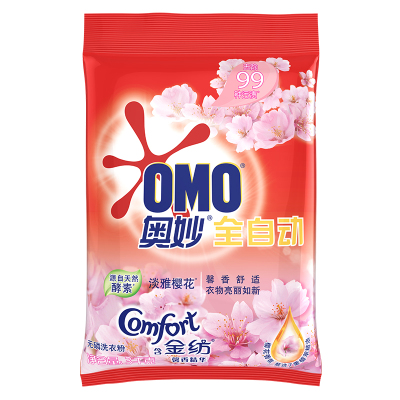 奥妙(OMO) 全自动无磷洗衣粉3kg 含金纺馨香精华 淡雅樱花(新老包装随机发货)[联合利华]
