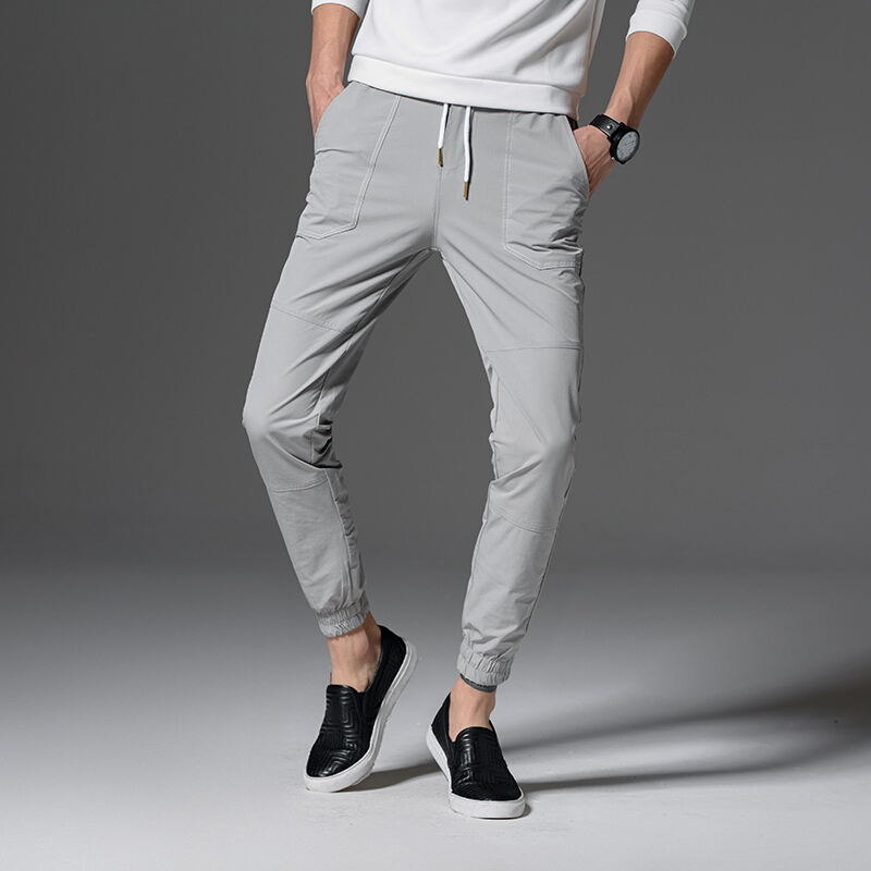 休闲裤男士九分裤2017夏季新款弹力男裤子潮流束脚裤修身哈伦裤潮学生