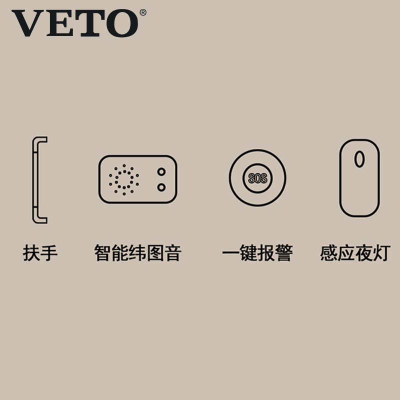 纬图VETO银扶智能报警扶手 AI智能SOS求救感应夜灯一键报警人性化音姬高清大图