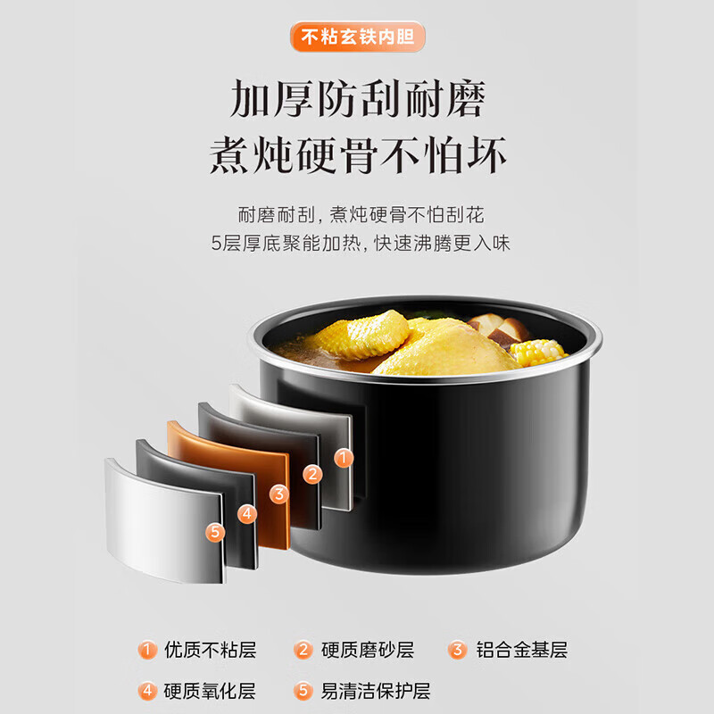 美的(Midea)电压力锅 大容量旋钮一键式 便捷操作 MY-E5329/个(LX)高清大图