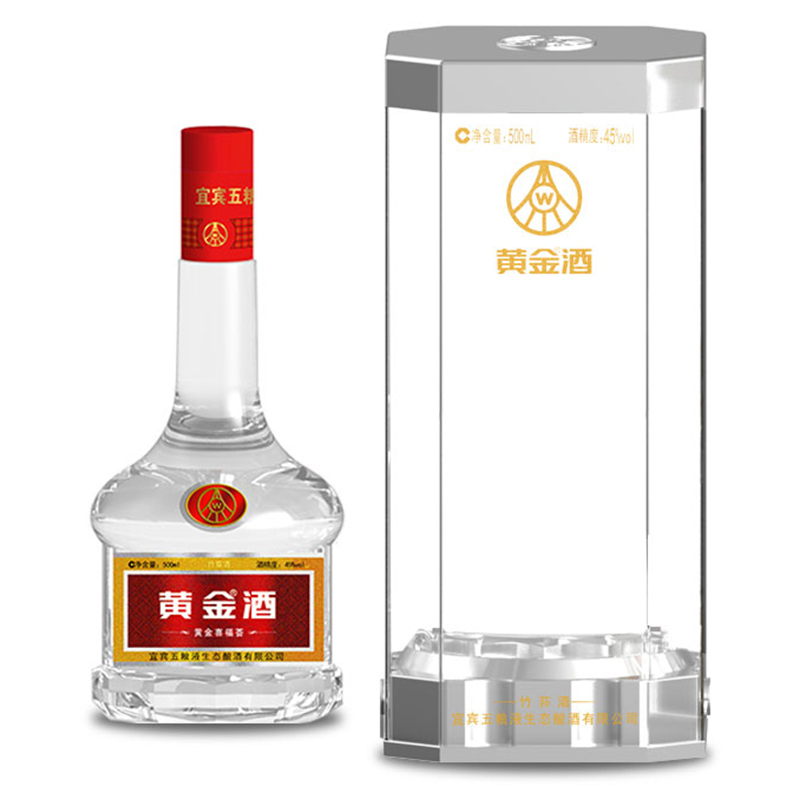 黄金酒 喜福荟 45度 500ML 水晶装 单瓶装盒装