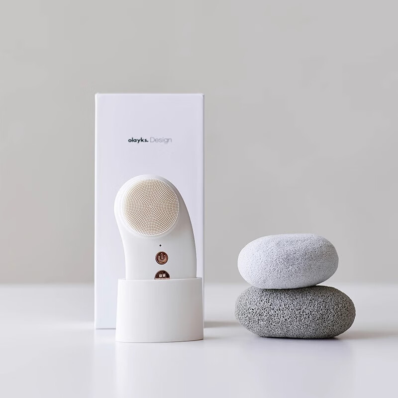 歐萊克 OLK- JMY03(腰果洁面刷 白+玫瑰金JMC00102) 洁面仪电动洗脸仪器按摩毛孔清洁充电式家用高清大图