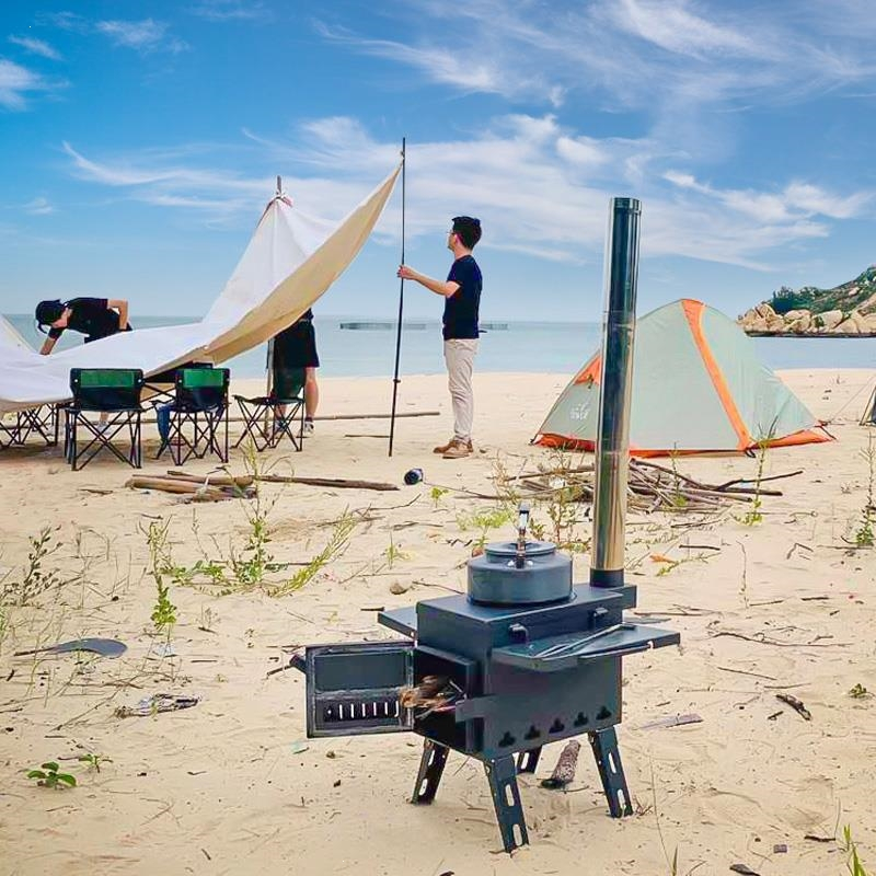 古达户外柴火炉子便携野餐装备野营用品多功能无烟折叠灶野炊炉具野外