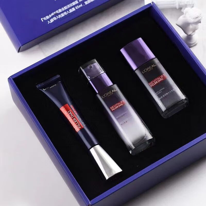 欧莱雅紫熨斗全脸眼霜套装-买1得3眼霜30ml+晶露65ml+乳液50ml高清大图