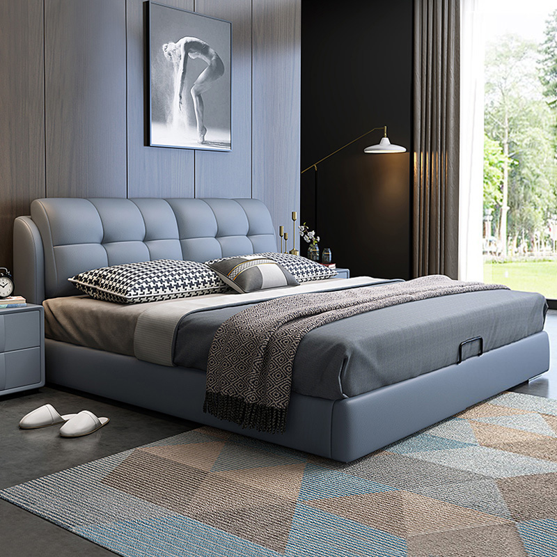 意式真皮床轻奢现代简约主卧室双人床高端大气储物床榻榻米大婚床高清大图