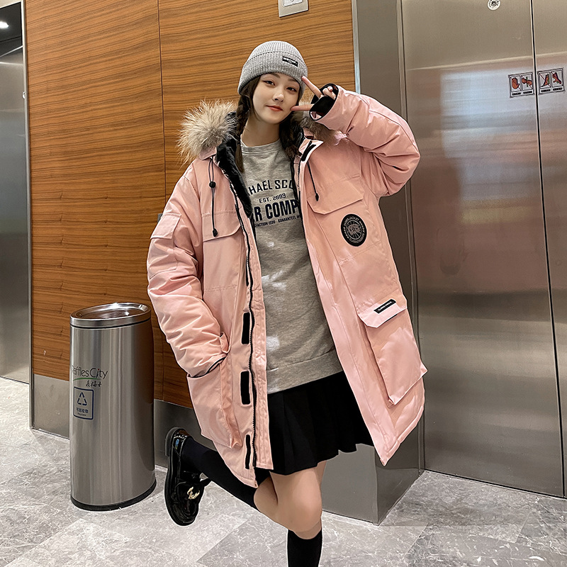 JEEPSPIRIT吉普工装羽绒服男女加厚新款情侣工装男士冬季外套时尚情侣潮_207 XL 粉色
